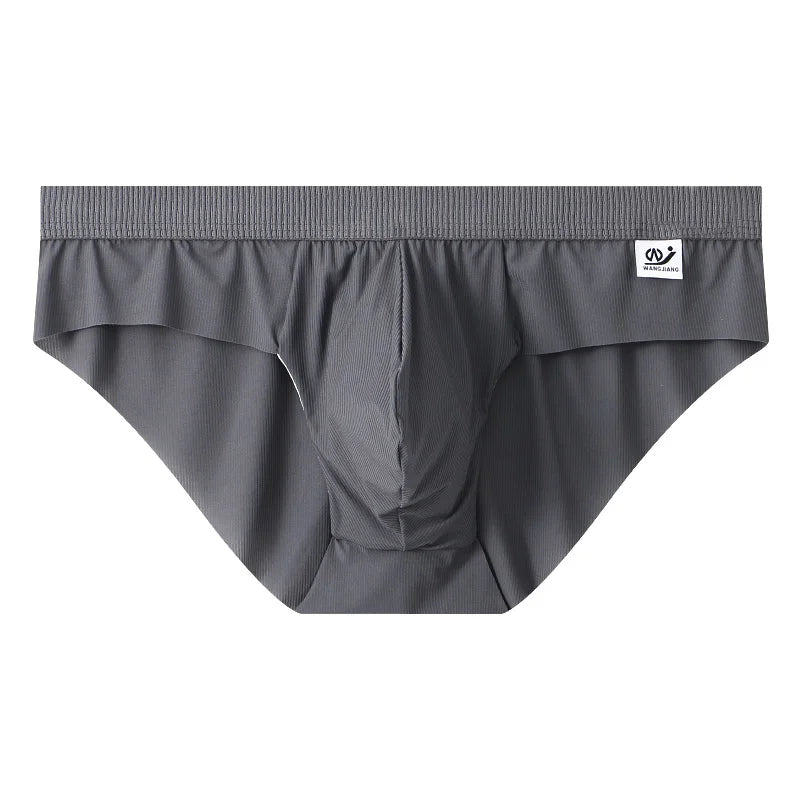 3Pieces/lot Breathable Low Waist Men's Ice Silk Briefs Seamless Shorts Sexy Underwear