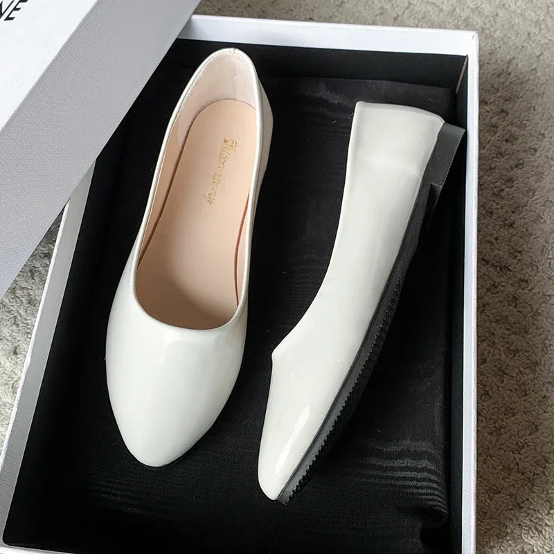 Women's Formal Uniform Shoes Spring Autumn Black Versatile Flat Shoes Women Causal Loafers Non-slip Ladies Ballet Leather Shoes
