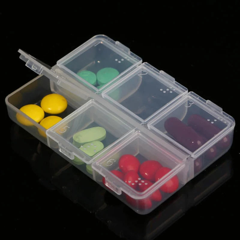 6 Grids Mini Medicine Organizer Boxes Shelf Pills Storage Case Organizer Compartment Travel Portable Pill Boxes Weekly Dispenser