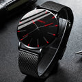 Fashion Men Business Watches Simple Ultra Thin Mesh Belt Male's Analog Quartz Wristwatch Reloj Hombre