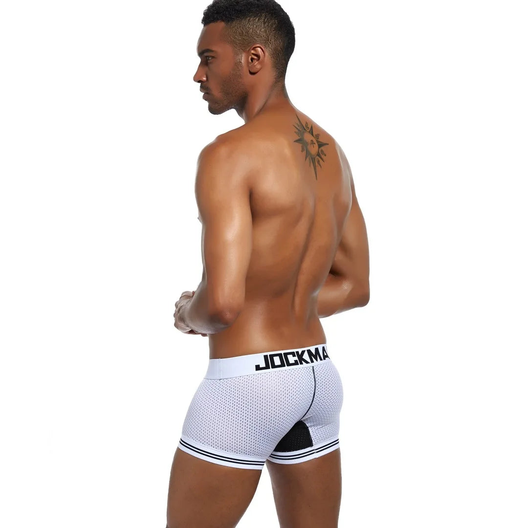 JOCKMAIL Men Underwear Boxes Mesh Quick Drying Ice Silk Breathable Youth Fashion Calzoncillos Sexy Am Gosteren Killer Sansursuz