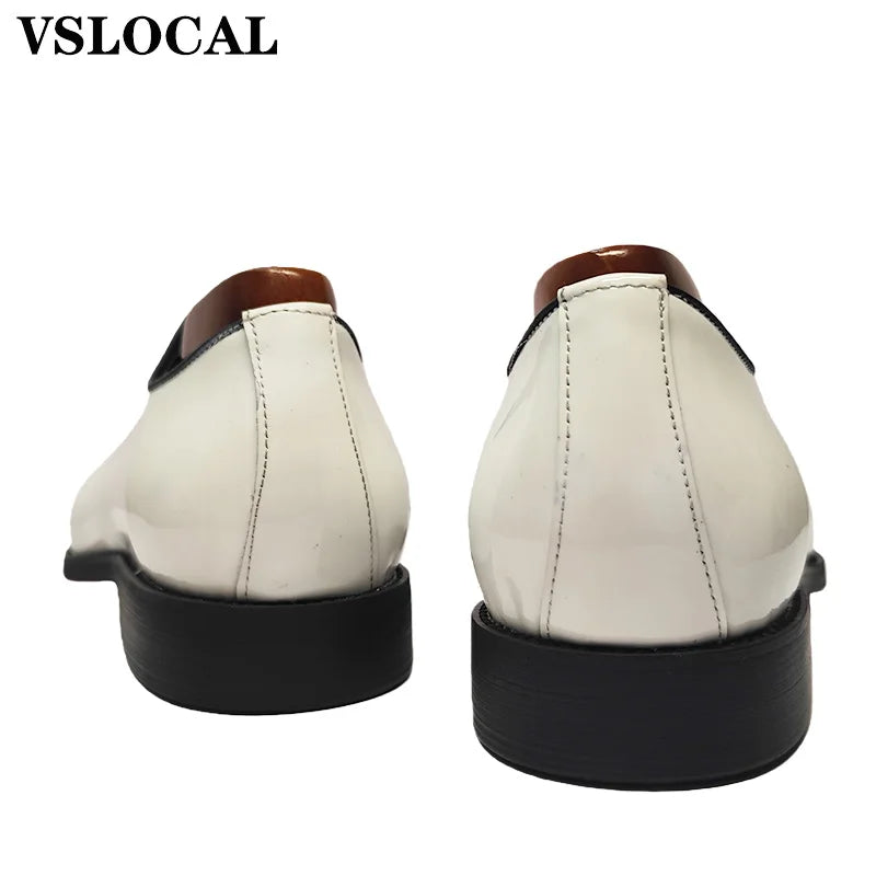 Luxury Men Oxford Shoes Lace Up Polishing Genuine Leather Casual Mens Dress Shoes White Wedding Banquet Party Shoes Man