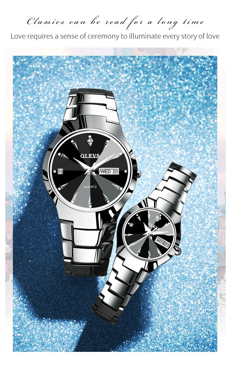 OLEVS Fashion Mens Watches Top Brand Luxury Tungsten Steel Gold Quartz Watch for Man Waterproof Luminous Date Week Wristwatch
