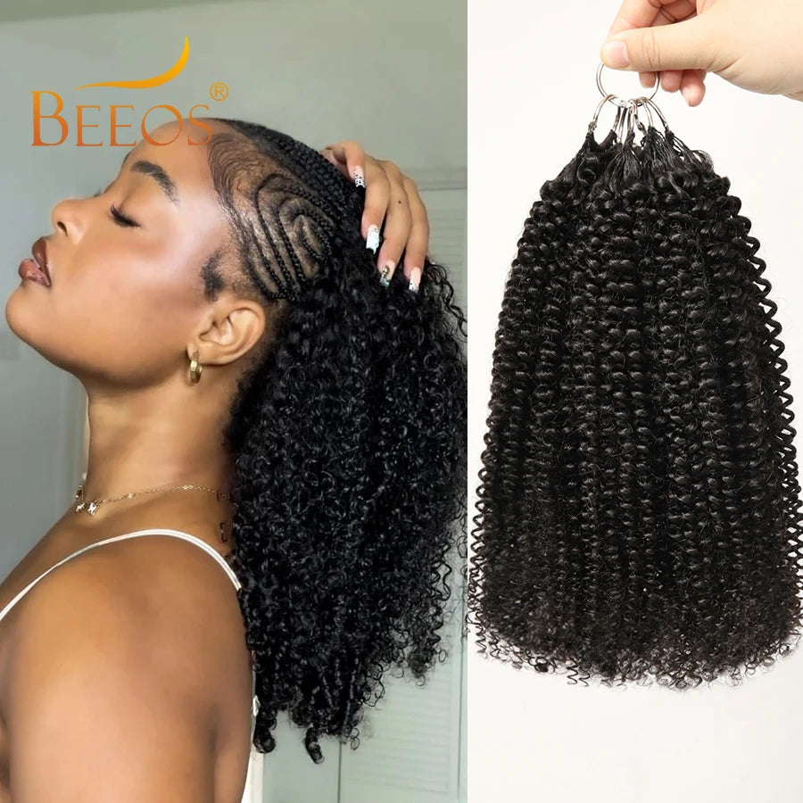 Kinky Curly Crochet Human Hair Extensions Curly Wigs Knotless Crochet Human Hair Bundles With String Remy Virgin Hair For Women