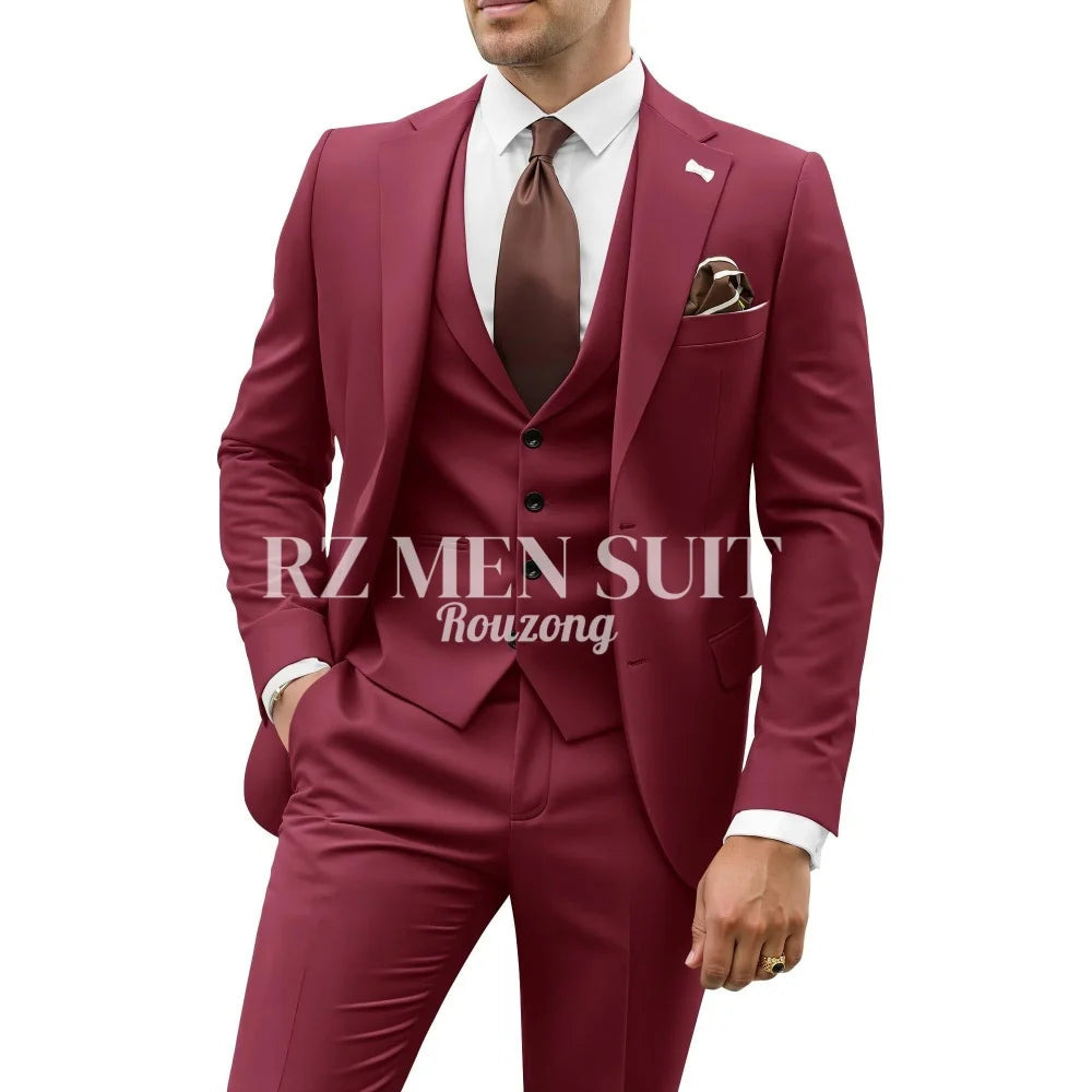 Mens Suit 3 Piece Suits for Men Slim Fit Wedding Groom Suit Men Blazer Vest Pant Suits for Prom Business Formal costumes hommes