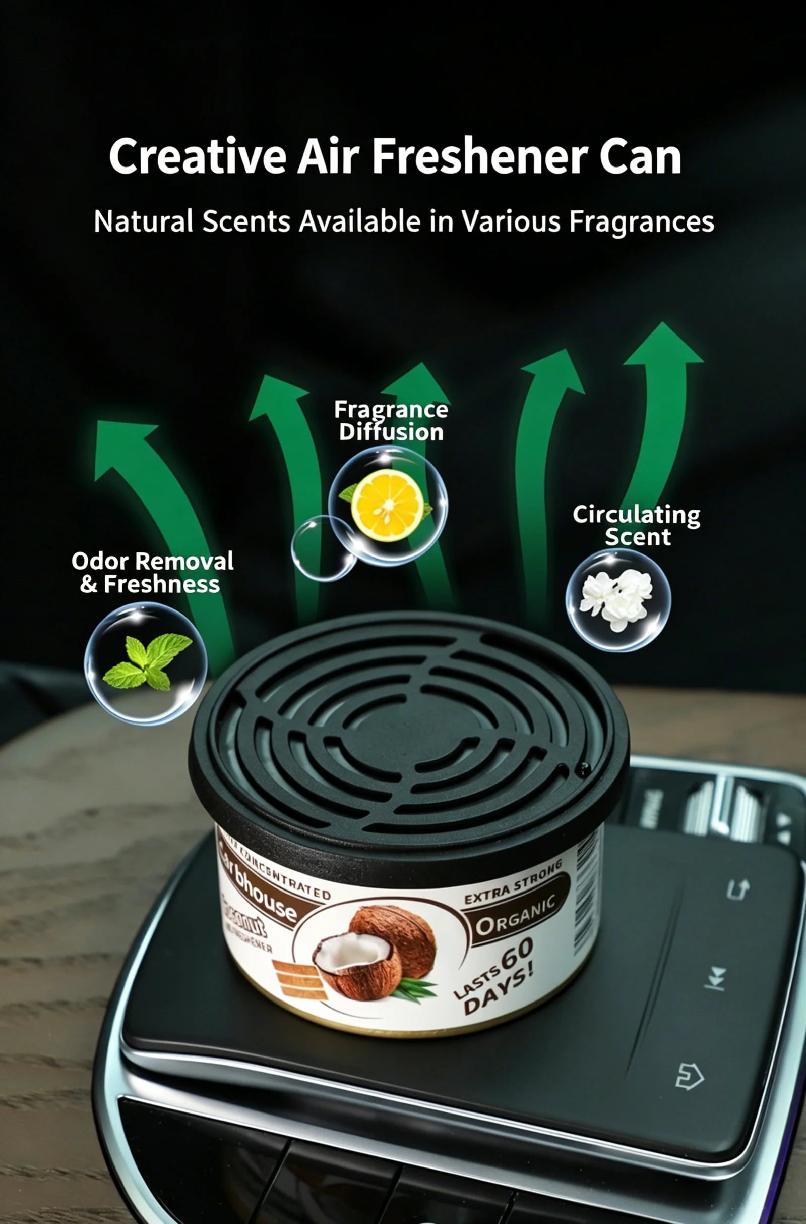 Car air fresh, solid aromatherapy, no additives, canned, essential for eliminating  odors, long-lasting fragrance, household use
