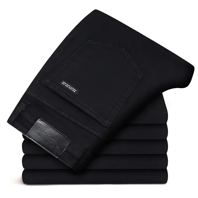 Spring Autumn Men Classic Fashion Brand Jeans Homme Man Soft Stretch Black Biker Masculino Denim Trousers Mens Pants Overalls