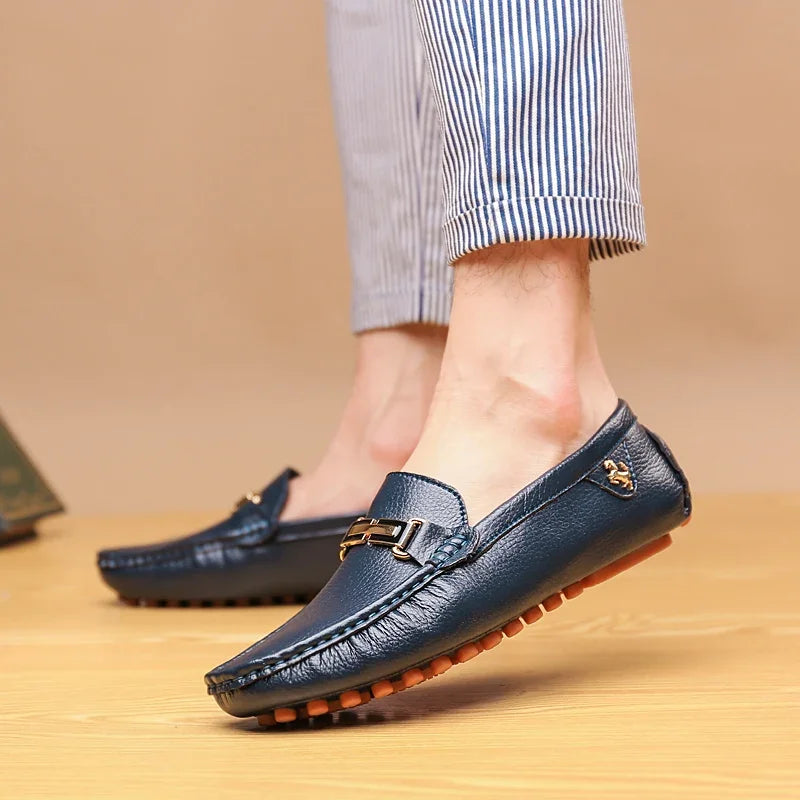 YRZL Shoes Men Handmade PU Leather Loafer Casual Driving Flats Slip-on Shoes Luxury Comfy Moccasins White Loafers Shoes for Men