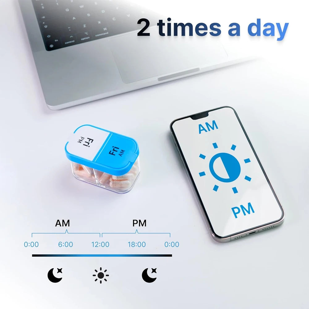 Extra Large Weekly Pill Organizer 2 Times A Day, Pill Box 7 Day Am Pm to Hold Daily Medicine Vitamin and Supplements for Elders