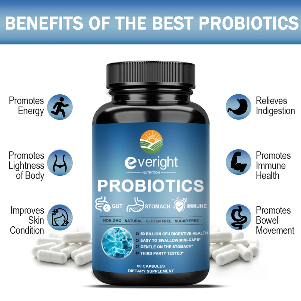 50 Billion CFU Probiotics - Daily Supplement for Digestive, Women's & Gut Health, Gas & Bloating Relief