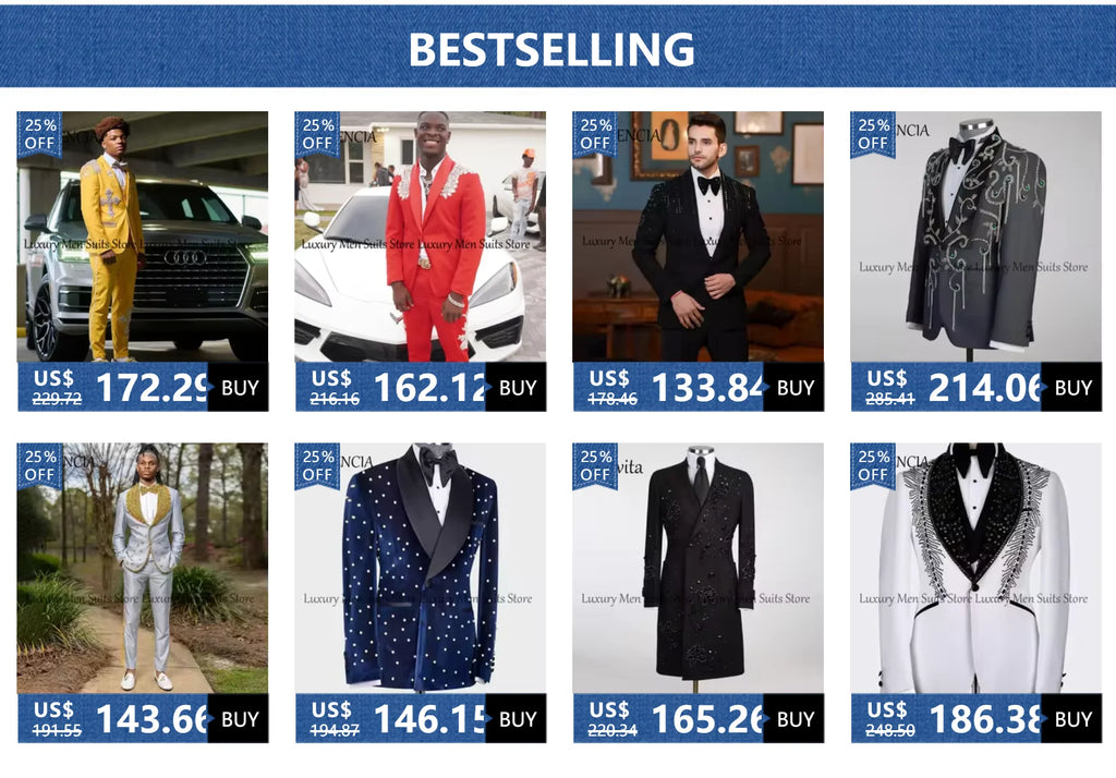 Leisure Applique Male Suits 2 Pieces Single Breasted Tuxedos Wedding Groom Outfits Customized Blazer Pants trajes para hombre