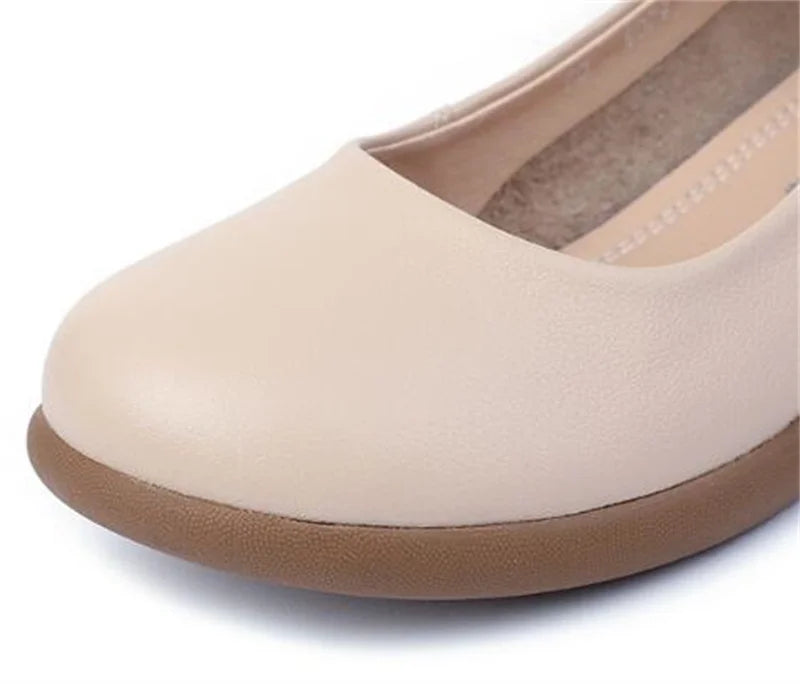 2025 Women Shoes Genuine Leather Spring New Dress Shoes Women Large Size Low Heels Office Lady Shoes