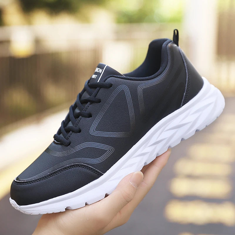 Men's Sports Shoes Leather Lightweight Comfortable Casual Shoes Cushioning Sports Shoes Outdoor Waterproof Walking Shoes for Men
