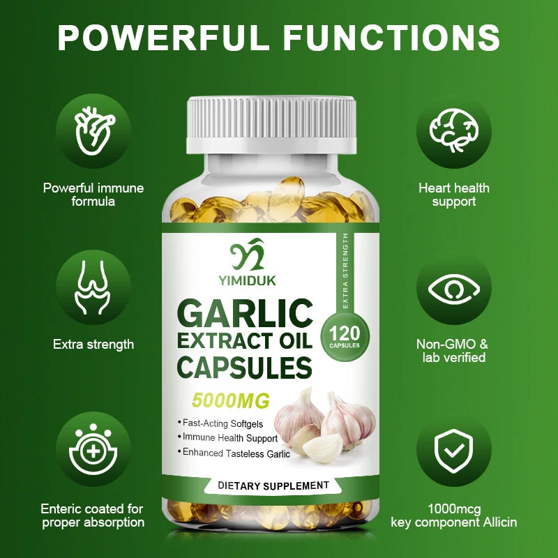 Organic Garlic Oil Extract Capsules Immunity Improves Cardiovascular Function Support Increase Glutathione Level Cellular Detox