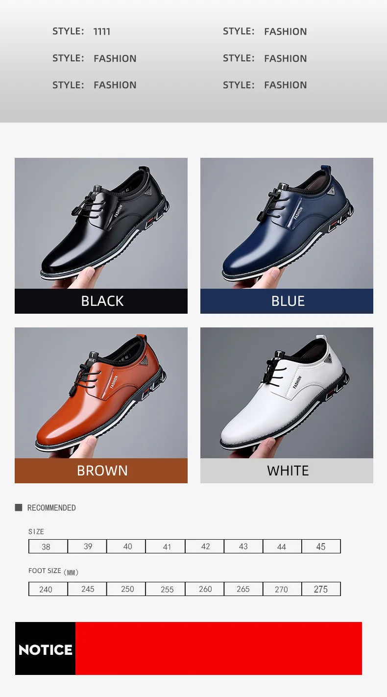New Business Casual Shoes for Men Lace Up Formal Shoes for Male Black Leather Oxfords Plus Size Wedding Party Office Dress Shoes