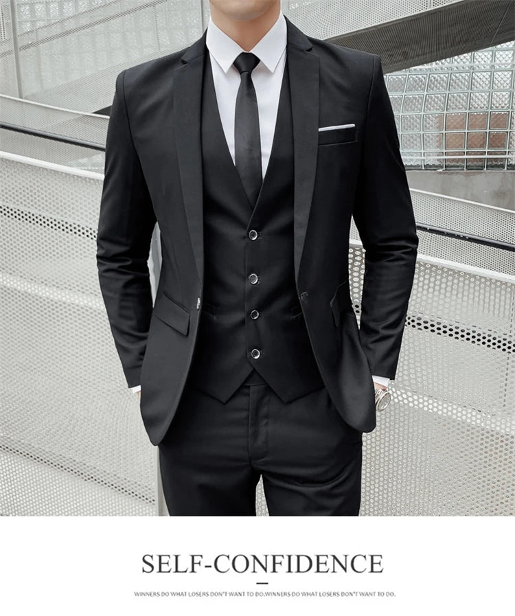 Suits for Men - 3 Pieces - New Fabrics - Fashionable Business Gentleman - Slim Fit - Wedding  Professional Business Formal Dress