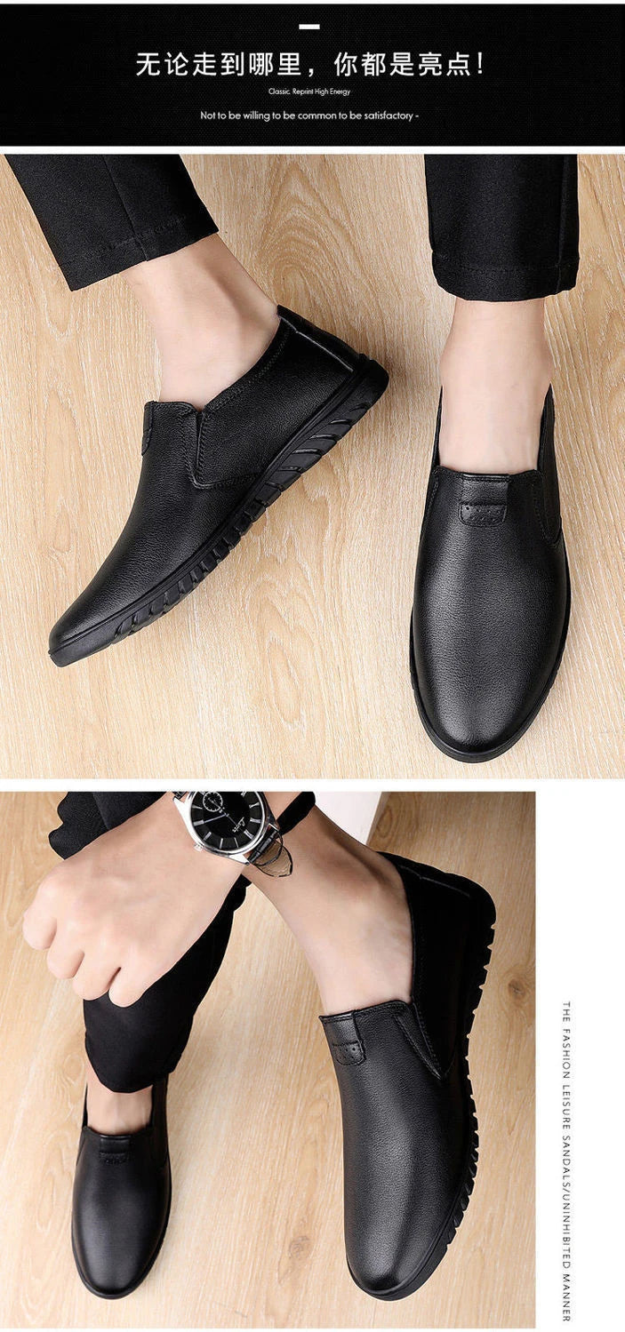Men's Casual Business Leather Shoes Fashion Soft Bottom Oxfords Male Wedding Party Office Business Shoes Slip-on Outdoor Flats