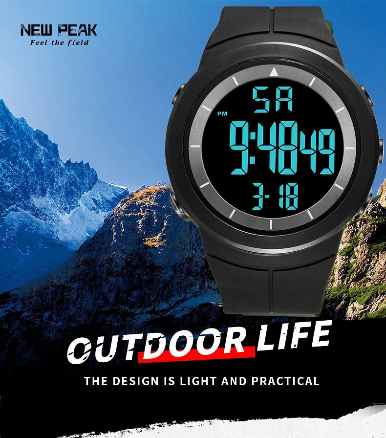 Digital Watches for Men Black Waterproof Tactical Wristwatch Big Dial Waterproof Electronic Led Military Clocks Alarm Stopwatch