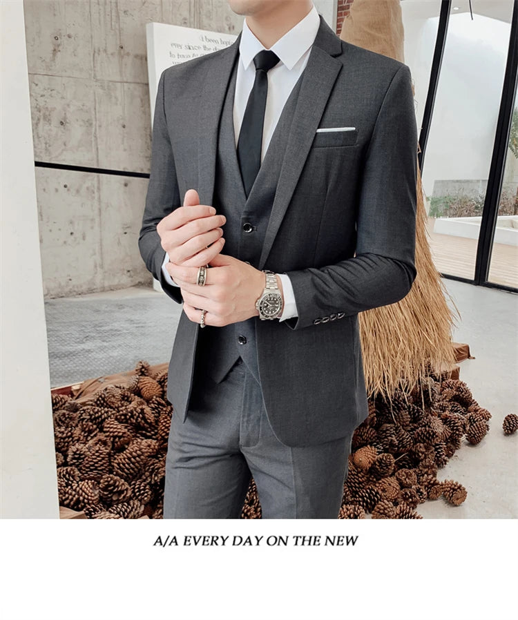 Suits for Men - 3 Pieces - New Fabrics - Fashionable Business Gentleman - Slim Fit - Wedding  Professional Business Formal Dress