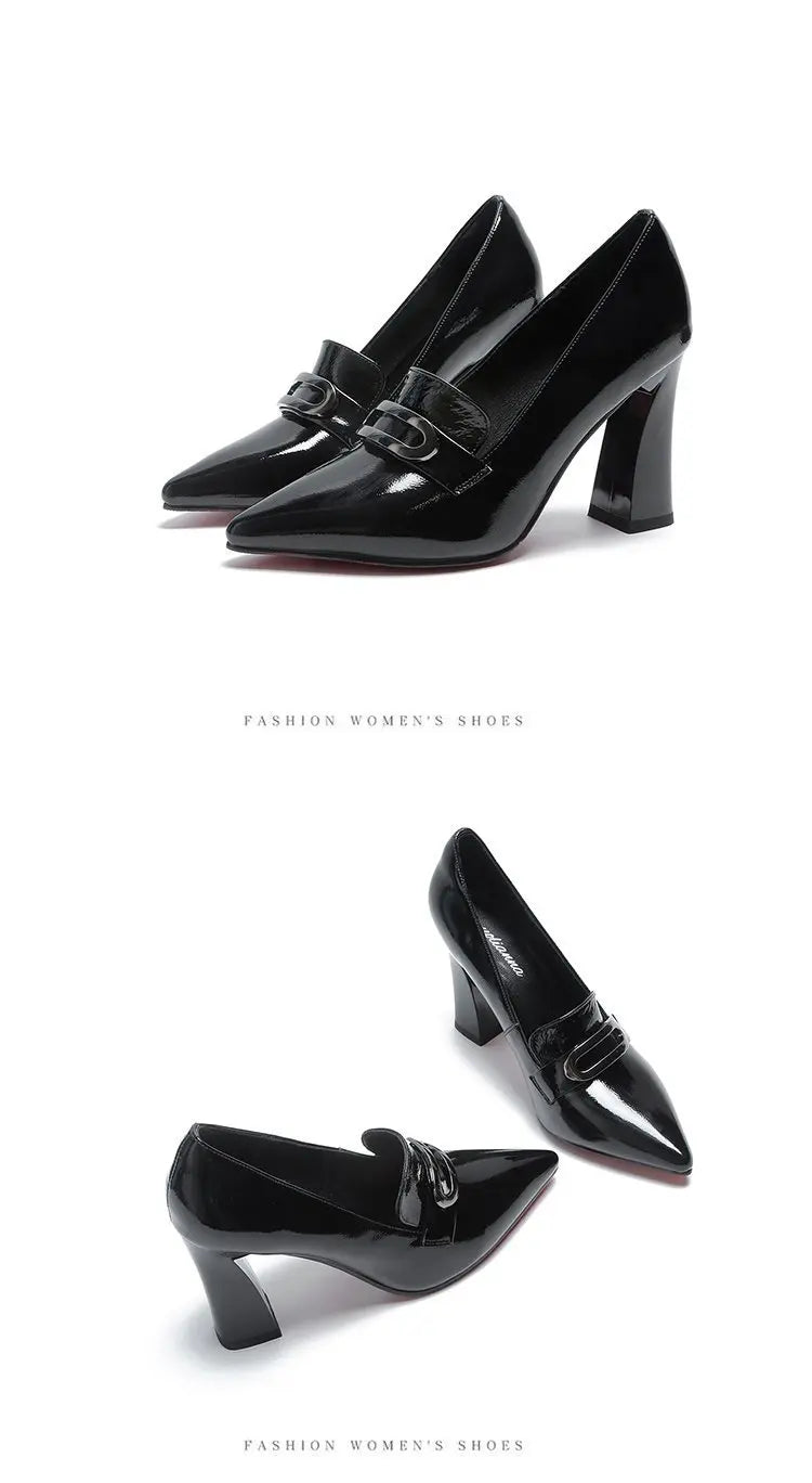 2026 New High Heels Dress Shoes for Women Fashion Pointed Toe Pumps British Style Small Leather Shoes Office Ladies Comfy Pumps