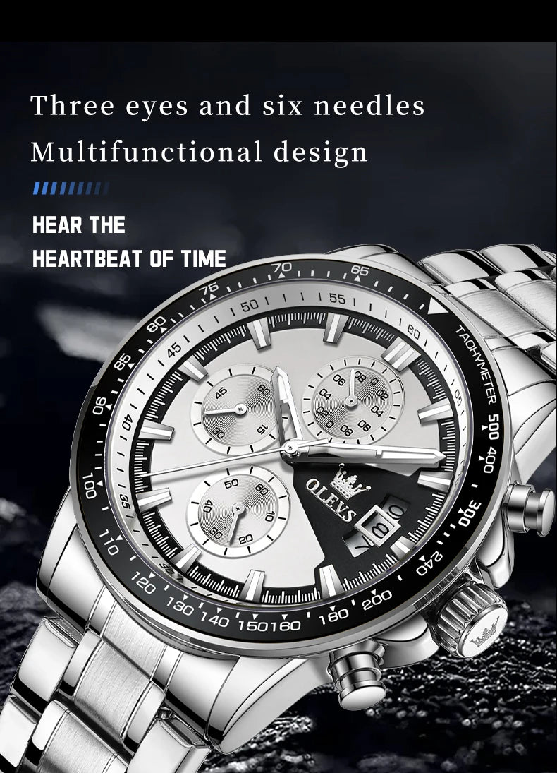 OLEVS Top Men's Watches Luxury Waterproof Luminous Classic Quartz Wrist Watch for Men Chronograph STOP WATCH Sports Man Watch
