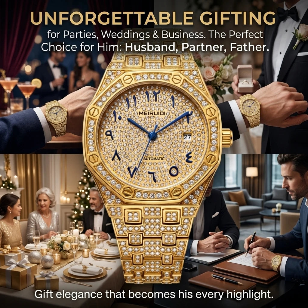 1 piece fashion shiny watch with automatic mechanical design, fashionable, versatile for daily wear