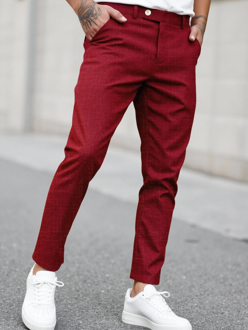 Men's Casual Fashionable Dress Pants Straight Leg Long Trousers for Gentlemen
