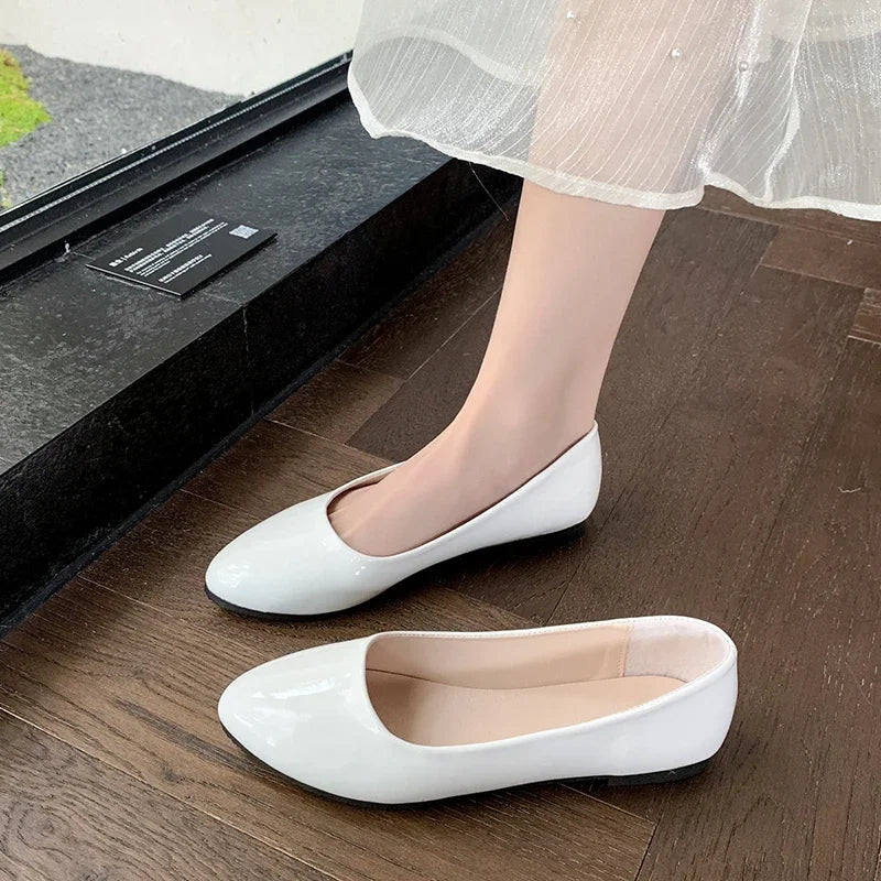Women's Formal Uniform Shoes Spring Autumn Black Versatile Flat Shoes Women Causal Loafers Non-slip Ladies Ballet Leather Shoes