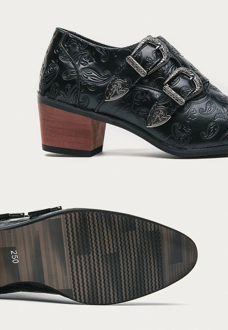 Men's Wedding Shoes Fashion Slim Fit Pointed High Heel Pullover Shoes Breathable Leather Shoes Classic Vintage Men's Dress Shoe