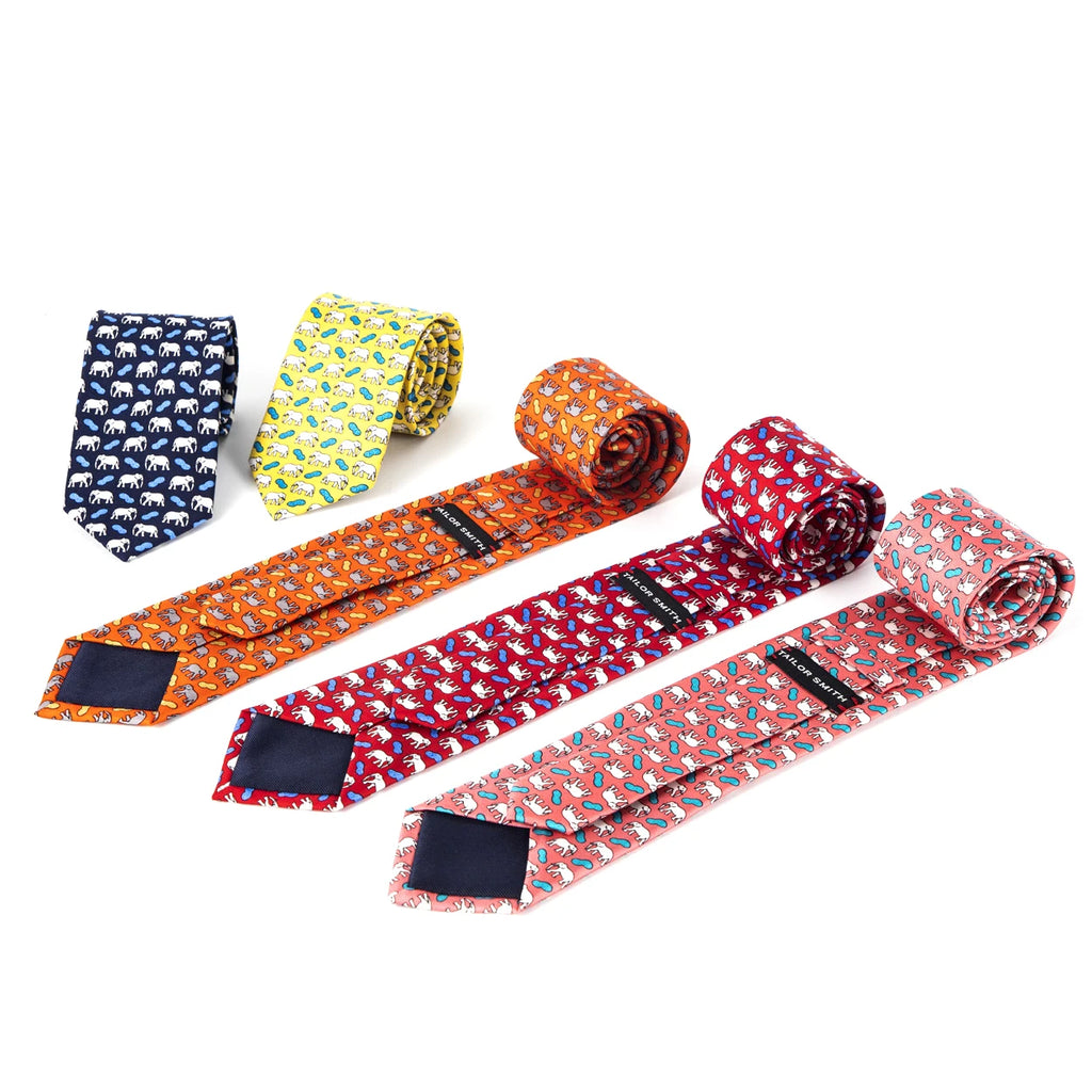 Tailor Smith 100% Silk Ties For Men Handmade Necktie With Animal Pattern Tie Father's Day Birthday Gift Tie