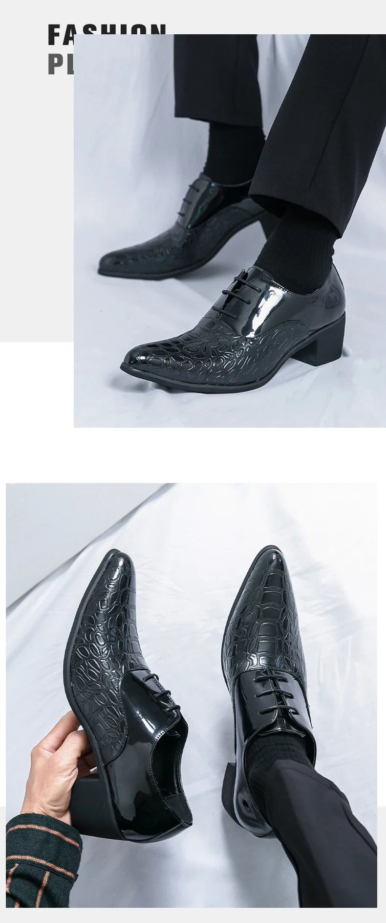 Luxury Multiple Colors High Heel Men's Shoes Fashion Moccasin Man Wedding Shoes Groom Designer Pointed Toe Leather Dress Oxfords