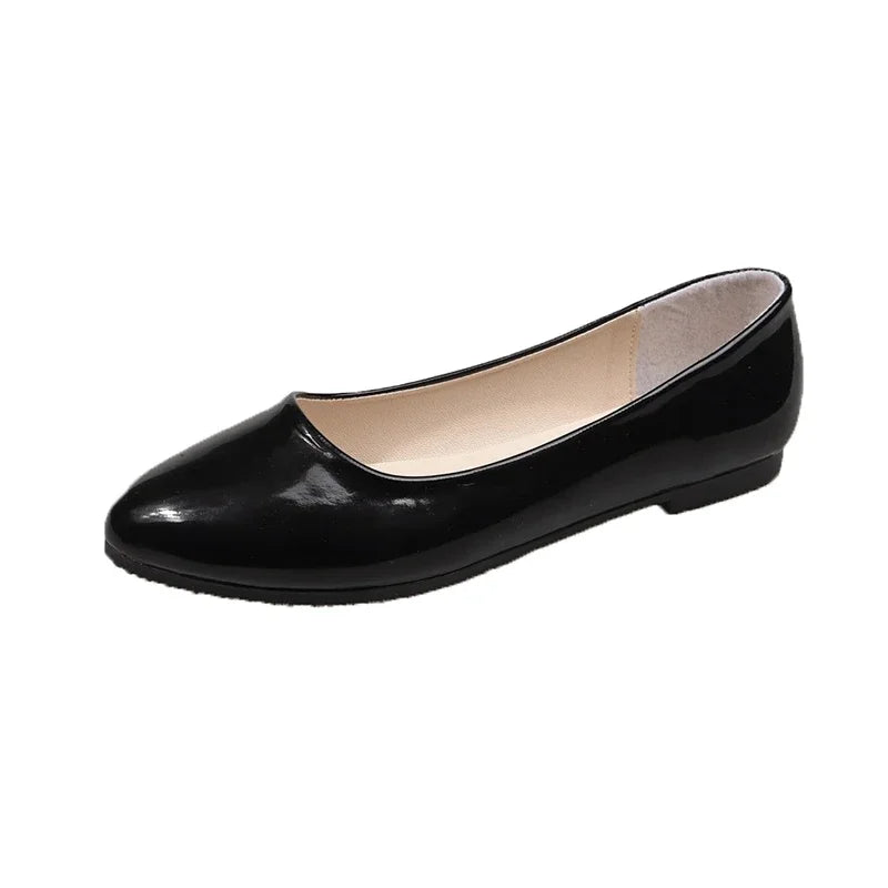 Women's Formal Uniform Shoes Spring Autumn Black Versatile Flat Shoes Women Causal Loafers Non-slip Ladies Ballet Leather Shoes