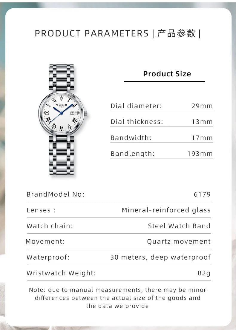 Watches for Women Stainless Steel Modern Hand Clock Female Gifts Luminous Waterproof Ladies Wristwatches for Women Montre Femme