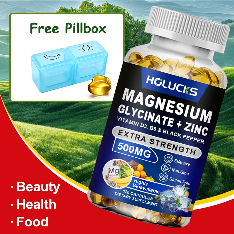 Magnesium Glycinate Supplement, Improve Mood, Sleep Support, Muscle Relaxation & Heart Wellness, for Men Women