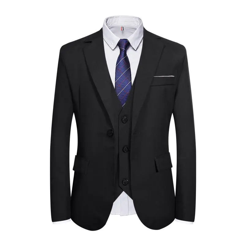 Suits Men Three Piece Suit Sets Turn Down Collar Full Sleeve Blazers Vest Long Pants Slim Fit Ensemble Wedding Evening Spring