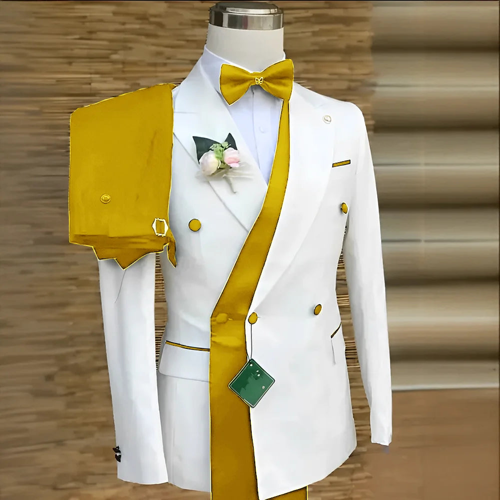 Double Breasted Formal Suits for Men Business Prom Blazer with Pants Wedding Groom Tuxedo Male Suits Custom 2 Pieces Suit Jacket