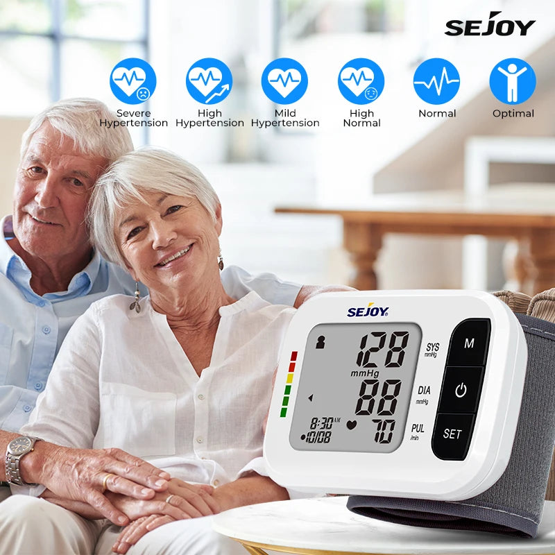 Sejoy Digital Wrist Blood Pressure Monitor,Finger Pulse Oximeter OLED Blood Oxygen Saturation,Heart Rate Meter BP Monitor