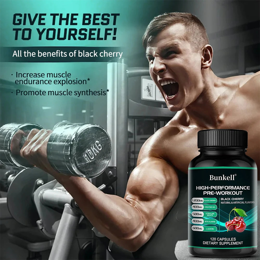 Bunkell Pre-Workout Supplement - Amino Acids, Creatine HCI, Citrulline Malate, Beta-Alanine To Improve Athletic Performance