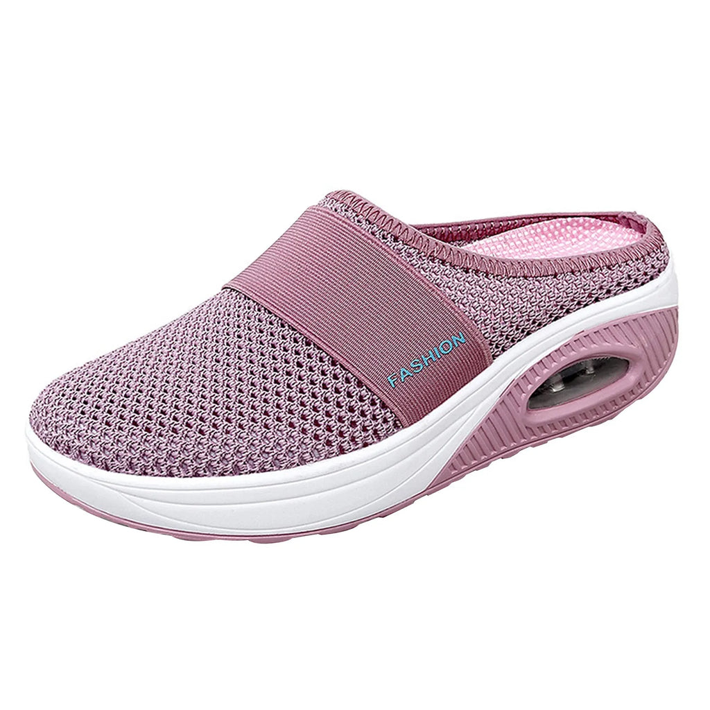 Women Air Cushion Slip On Walking Shoes Breathable Knit Sneakers Lightweight Comfortable Casual Shoes Walking Footwear