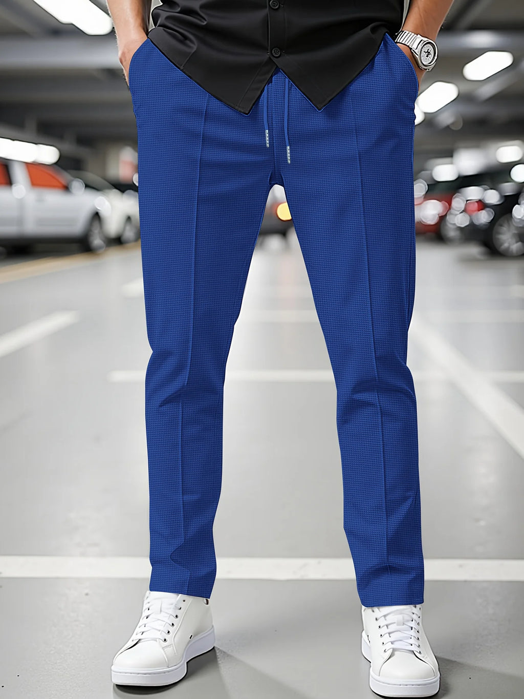 Men'S Summer Casual Loose Fit Pants Breathable Elastic Waist with Drawstring Mid-Rise Stylish and Trendy Everyday Comfort Pants