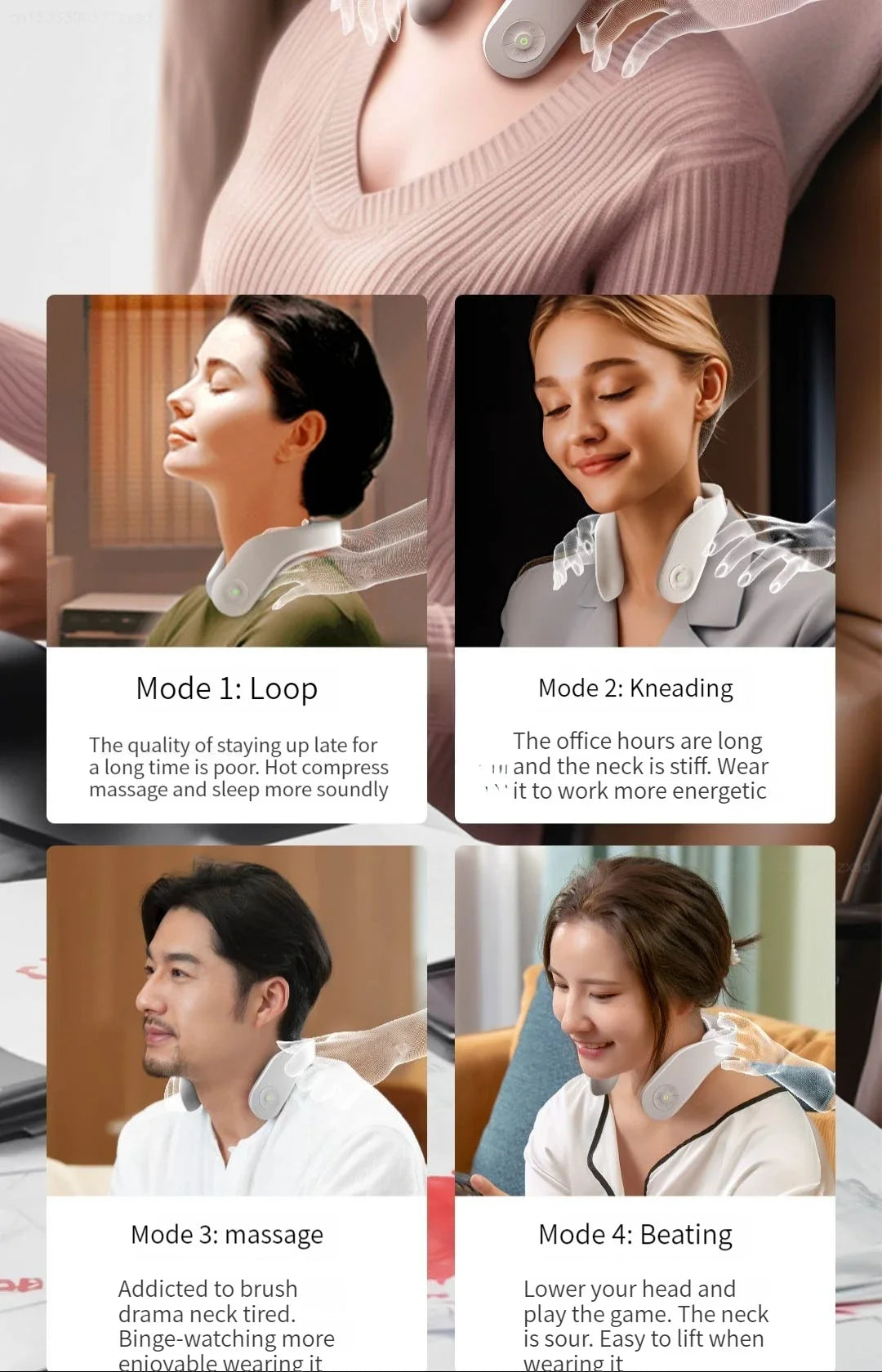 Jeeback K1 Electric Wireless Neck Massager Relieve Neck Pain Cervical Massage Home Electric Neck Massage Relaxer Muscle
