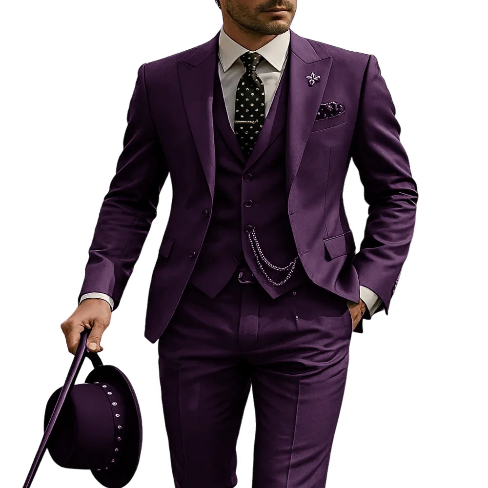 Men's 3-Piece Suit, Wedding Groom's Tuxedo, Party Custom Suit, Elegant Ouifit Custom Blazer and Trousers Vest