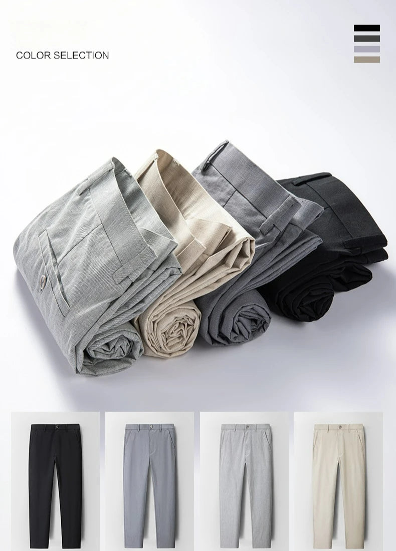 Men's Casual Pants: Breathable & Lightweight for Summer Comfort Business Casual Men's Work Trousers