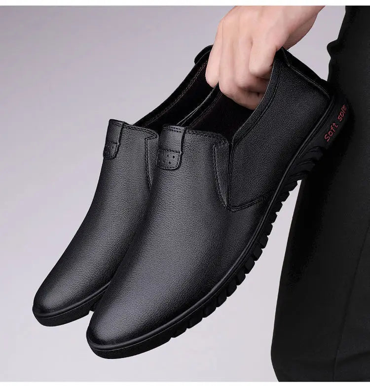 Men's Casual Business Leather Shoes Fashion Soft Bottom Oxfords Male Wedding Party Office Business Shoes Slip-on Outdoor Flats