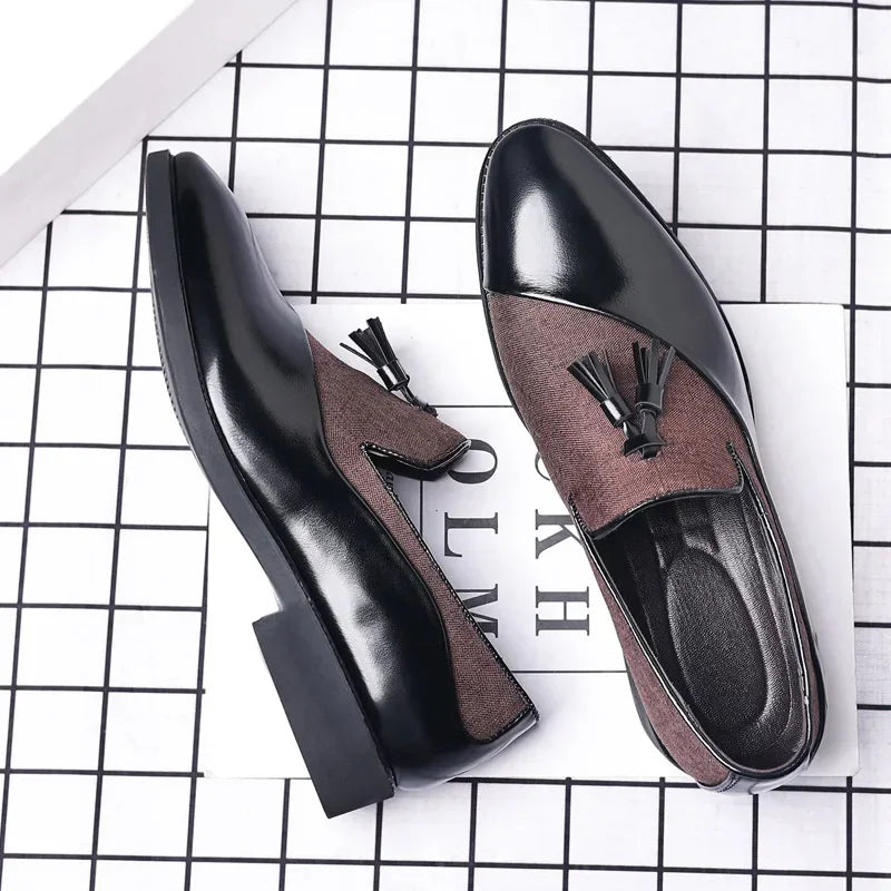 Mens Dress Shoes 2026 New Casual Leather Shoes Men Business Dress Leather Shoes Trend Versatile  Loafers  Pointed Toe Slip-On