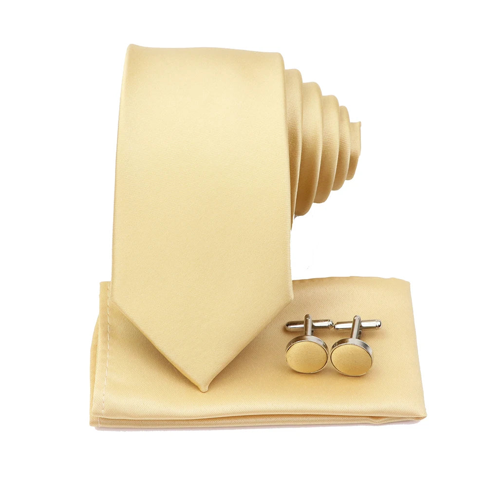 Men's Colorful Polyester Necktie Bowtie Cufflink Brooch Set Sage Green Pink Ties Business Wedding Party Shirt Accessories Gift