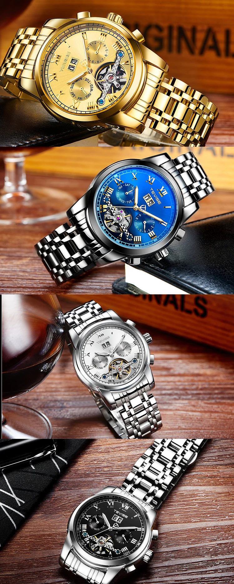 TEVISE Mechanical Watch for Man Top Brand Luxury Watch Stainles Steel Business Waterproof  Luminous Wristwatch