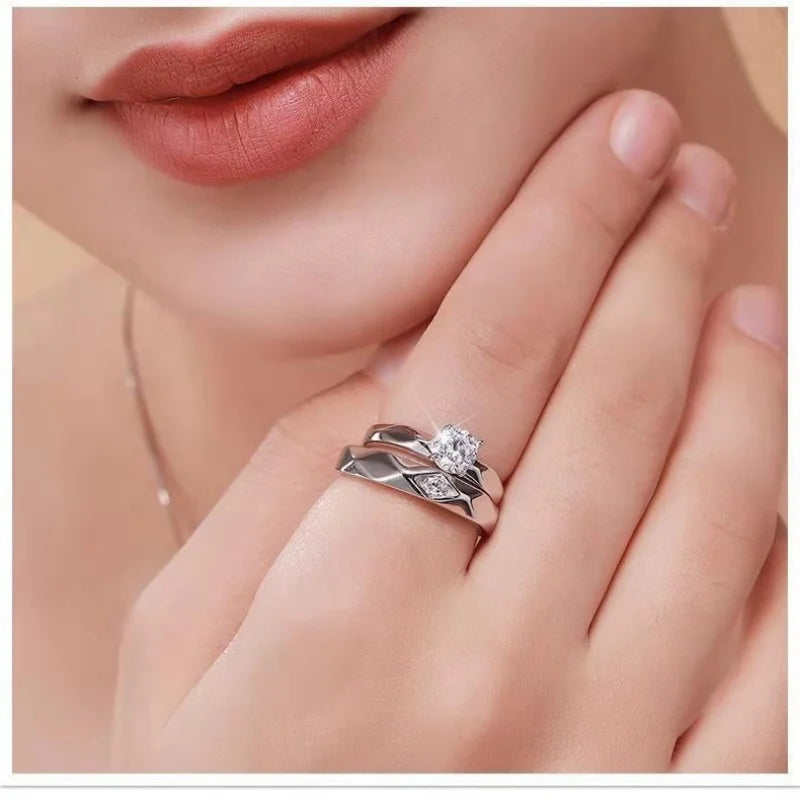 Avenneth New Simple Stainless Steel Geometry Rings Adjustable Couple Open Ring For Women Men Wedding Fashion Jewelry Gifts