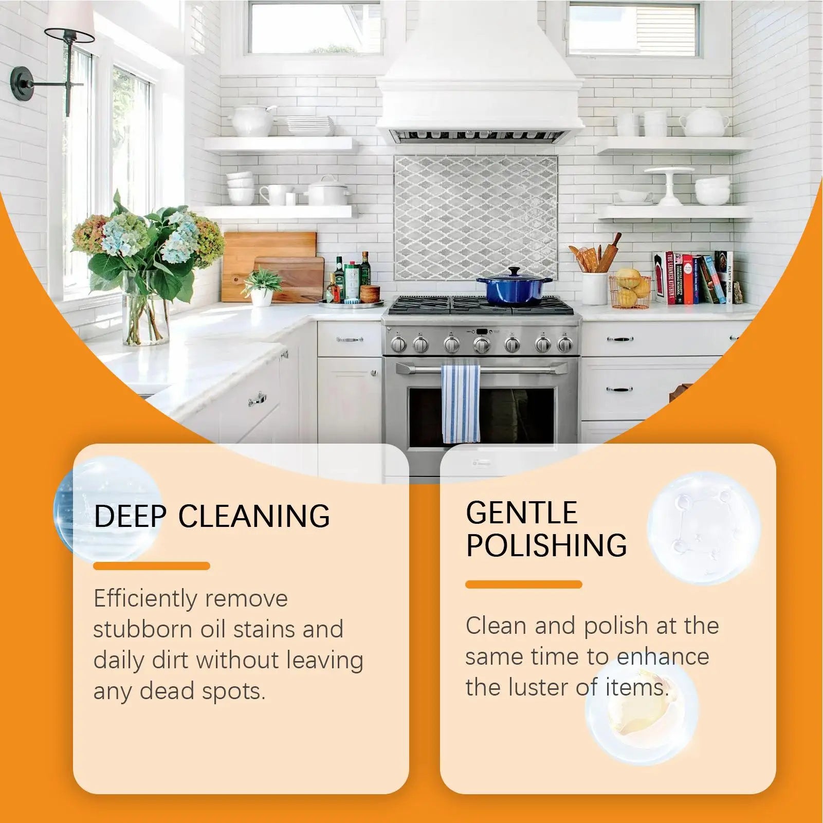 Multipurpose Cleaner Cream Powerful Decontamination Kitchen Paste Stain Remover Stain Polishing Cream for Kitchen Bathroom