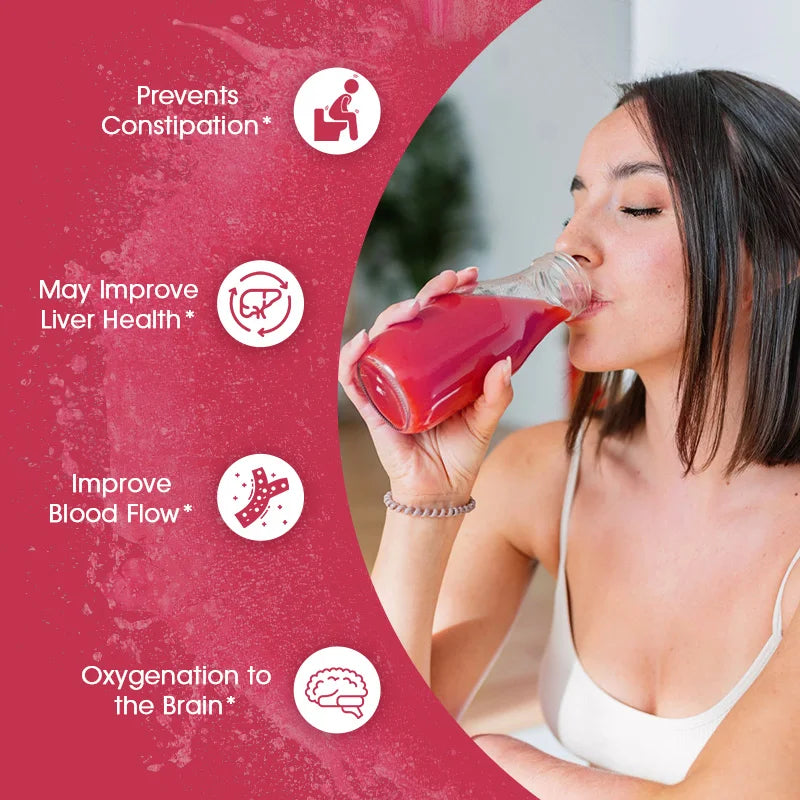 Beet Root Supplement Containing Calcium, Potassium, Iron & Vitamin D Improve Liver Health & Blood Flow Prevents Constipation